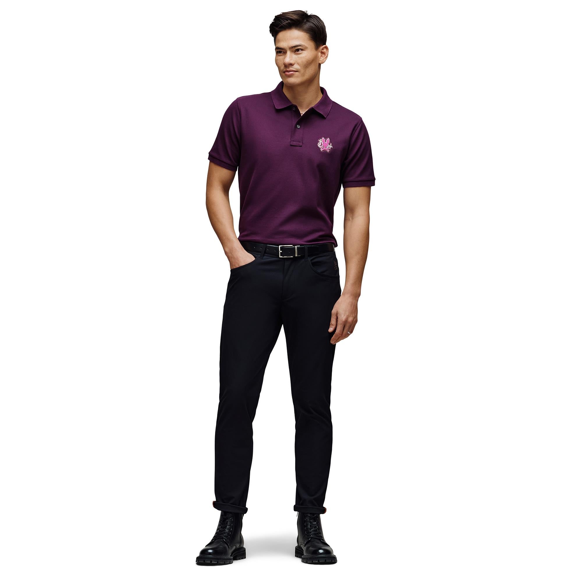 Psycho Bunny Auguste Pique Mens Polo Shirt Potent Purple